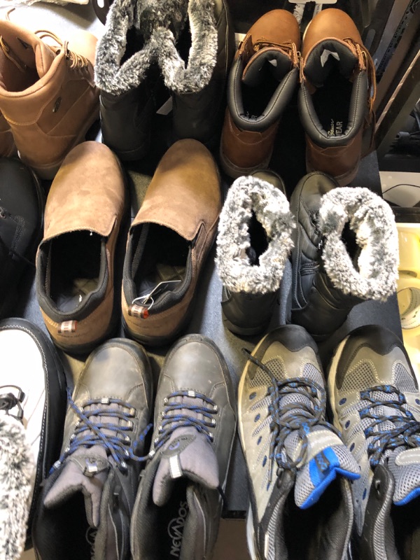 Photo 4 of BOX LOT FILLED WITHSHOES USED ALL DIFFERENT STYLES COLORS AND SIZES VARY ON EACH ITEM NO RETURNS OR EXCHANGES   WORK BOOTS WINTER BOOTS HIKINH SHOES ETC 