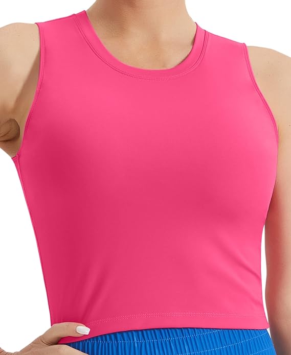Photo 1 of Large Wjustforu Womens Longline Sports Bras High Neck Tank Tops with Built in Bras Workout Crop Tops with Removable Pads
