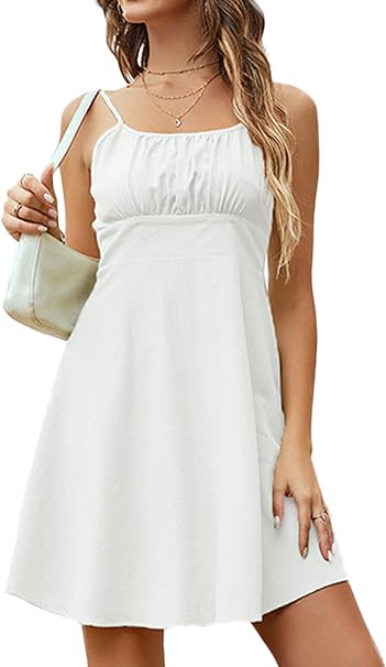 Photo 1 of Large KIFOVEN Women's Scoop Neck Sleeveless Mini Dress White Small
