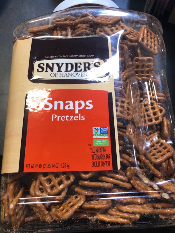Photo 2 of exp 6/24 Snyder's of Hanover Pretzel Snaps, 46 Oz Canister Snaps 2.87 Pound (Pack of 1)