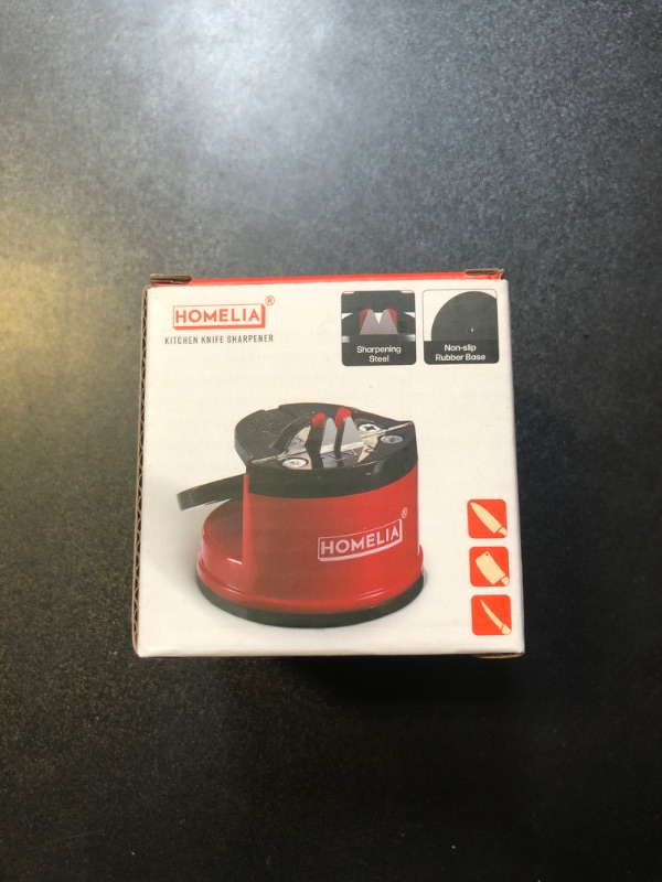 Photo 1 of HOMELIA - Knife Sharpener - Pocket Knife Sharpener Tool - Afilador De Cuchillos - Kitchen Knife Sharpener with suction cup - Blade Sharpener - Knife Sharpening Kit Red