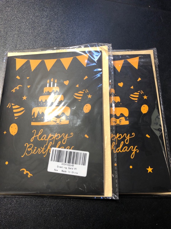 Photo 2 of 2pc orange and black happy birthday card 