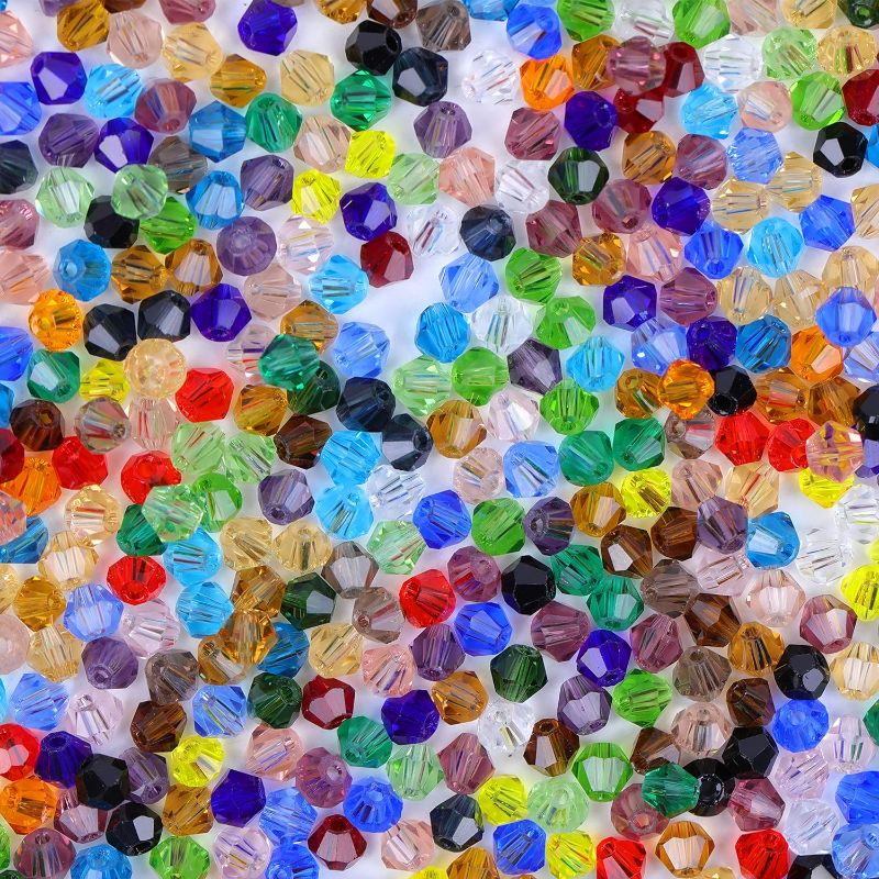 Photo 1 of  4MM Crystal Glass Beads Mixed Color 1000Pcs Bulk Small Faceted Glass Spacer Beads for DIY Jewelry Making Craft Bracelet Necklace (Mixed Color)
