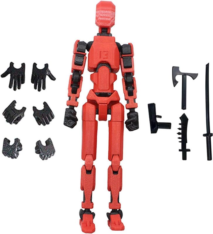 Photo 1 of ZDU(Assembly Required)3D Printed Action Figure,Multi-Jointed Movable Robot,Simple Installation DIY Robot Desktop Decoration (Red)

