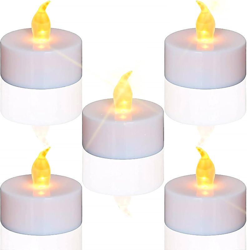 Photo 1 of 100 Pack Flameless Tea Lights - Battery Operated Votive Candles 200 Hours Flickering LED Ted Lights Candles Realistic Bright Lamp Tealights for Holiday Party Wedding Home Decoration Warm Yellow

