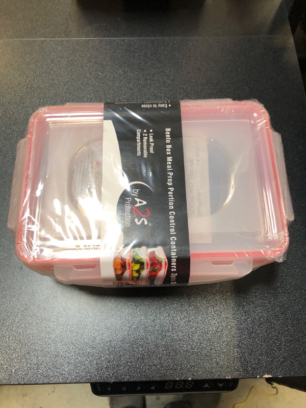 Photo 1 of Bento Lunch Box 3pcs set 24oz - Meal Prep Containers Microwavable - BPA Free - External Leak Proof - Portion Control Containers - Food Prep Containers Dishwasher Friendly - Snap Locking Lid Clear White / Red Small 24oz 3