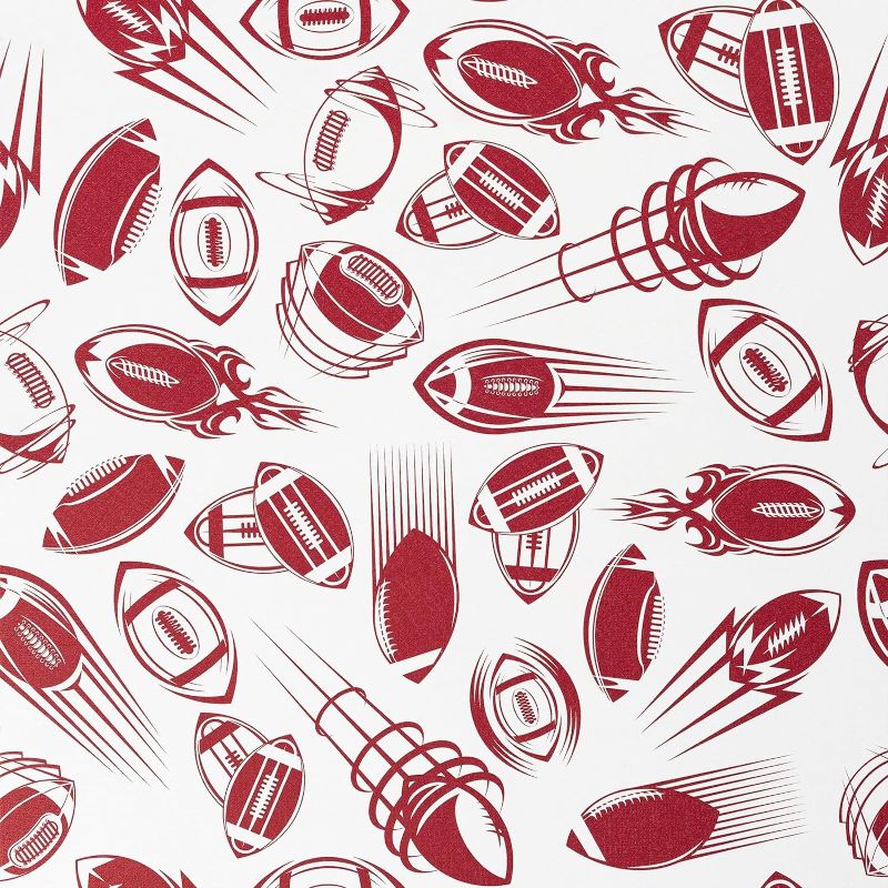 Photo 1 of White and Red Wallpaper Football Peel and Stick Wallpaper Removable Fashion Rugby Contact Paper for Bedroom Bathroom Apartment 17.3"×80"
