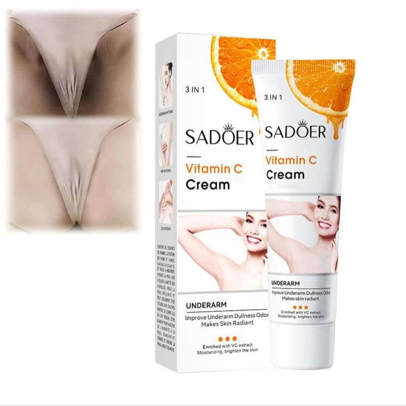 Photo 1 of Sadoer Vitamin C Cream 3 in 1, Moisturizing Skincare Underarm Cream, Hyaluronic Acid Body Corrector Cream, Skin Tone Even Cream for Armpit, Neck, Knees, Elbows, Inner Thigh, Private Parts (1Pc)
