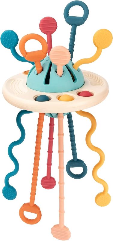 Photo 1 of Baby Sensory Montessori Silicone Toy for 6-12 Months, Travel Pull String Toy for 12-18 Months, Developing Fine Motor Skill, Multi-Sensory Activity Toy for 1 Year Old, Birthday Gift for Toddlers
