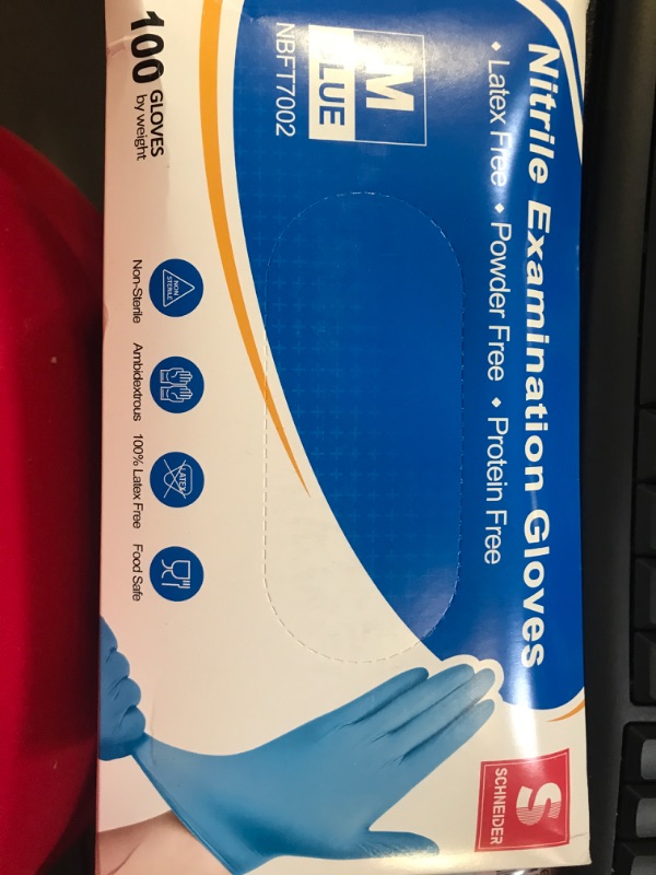 Photo 1 of  NITRILE EXAMINATIN GLOVES SIZE MC BLUE