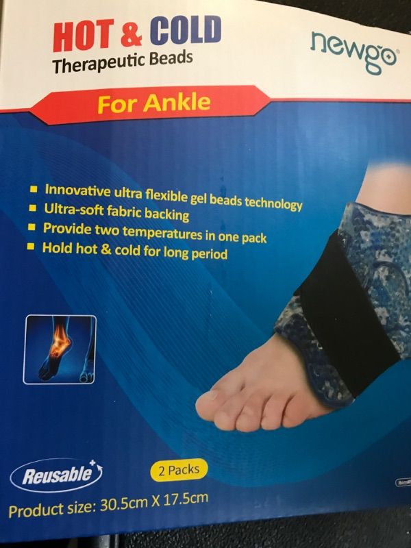 Photo 1 of NEWGO Ankle Ice Pack for Injuries Reusable, 2 Pack Ankle Cold Pack Flexible Ice Pack for Ankle Surgery Recovery, Ankle Swelling, Foot Injuries, Plantar Fasciitis, Achilles Tendonitis (Blue) Blue-2pack