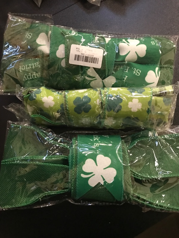 Photo 2 of Large St. Patrick's Day Bows for Wreaths, St Patrick's Wreath Bows, Green Shamrock Bows for Crafts, Irish St. Patrick's Decor, St. Patrick's Words Bows for Parades Party Supplies Decorations Style3 2pcs