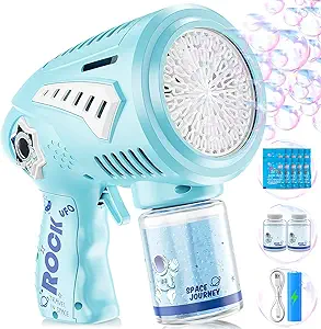 Photo 1 of space bubble gun electric bubble machine
Bubble Gun - 72 Holes Space Bubbles Blaster with LED Light - Rechargeable Bubble Machine for Kids - Toys Gifts for Ages 3+ Year Old Boys/Girls, for Outdoor Act, Easter Basket Stuffers