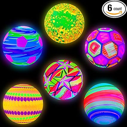 Photo 1 of  Pcs Glow in The Dark Balls 9 Inch 10 Inch Light up Ball Mixed Large Inflatable LED Beach Ball Pool Bright Ball with Pump for Kids Bouncy Kick Balls for Outdoor Indoor Game Beach Playground