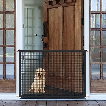 Photo 1 of Mesh Gates for Kids or Pets, Magic Pet Gate for The House, Portable Baby Puppy Safety Fence Guard for Stairs and Doorways, Easy Install Anywhere, 43" W x 30" H, 8 Hooks