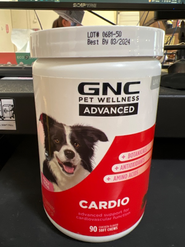 Photo 1 of GNC Pets Advanced Cardio Chicken Flavor Soft Chews Dog Supplement, 90 count   bb 03 2024