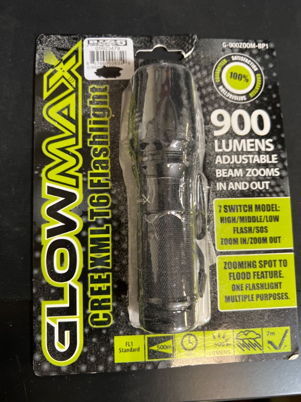 Photo 1 of 900 Lumen Zoom Flashlight, Telescoping Lens, 7 Functions by GlowMax