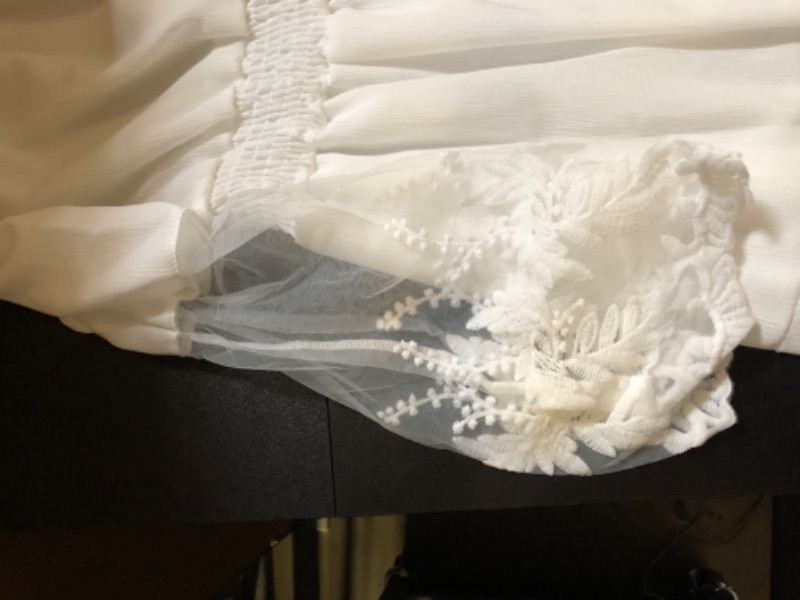 Photo 2 of White Lacey Dress Sheer Sleeves Size Unknown