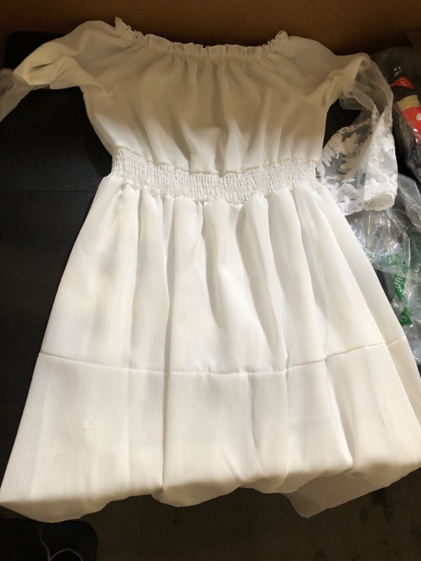 Photo 1 of White Lacey Dress Sheer Sleeves Size Unknown