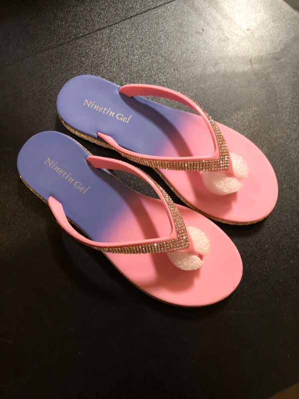 Photo 1 of Flip Flops for Women.Comfortable Walking Flat Sandals.Beach Summer Casual Slide Sandals.Fashion Design for Indoor Outdoor Size 5 Purple