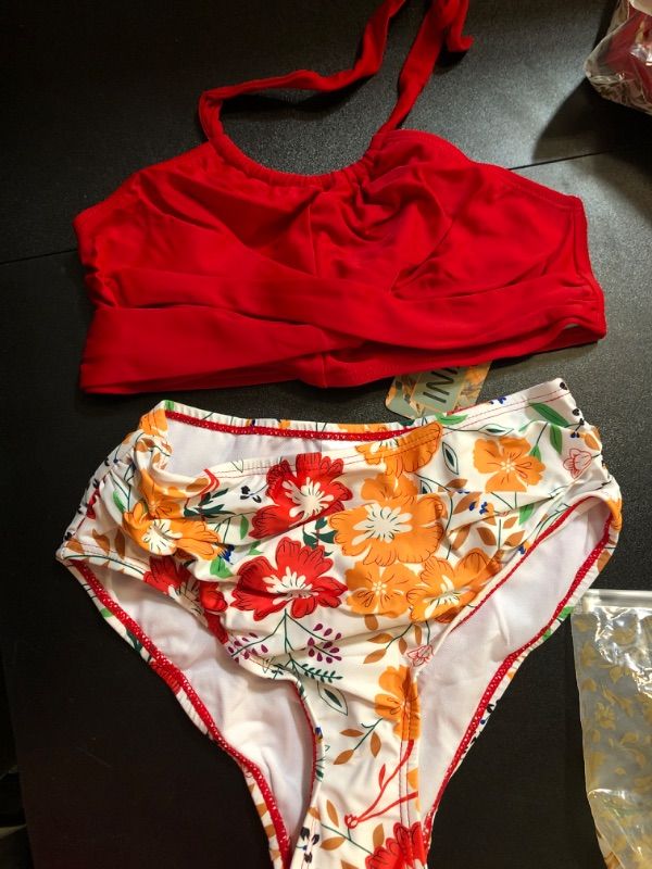 Photo 1 of SHEKINI Women Twist Front Bikini Floral Printing Bathing Suit Two Piece Swimsuit