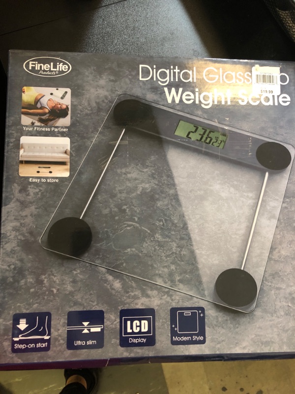 Photo 1 of DMI Tempered Glass Digital Bathroom Scale with Large LCD Screen, Auto-on Activation, 440 LBS Weight Capacity, Clinically Accurate