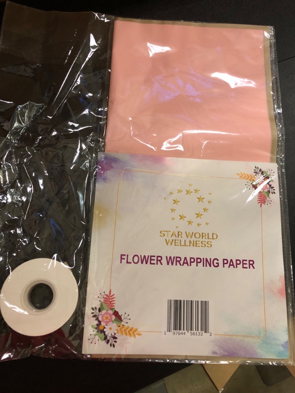 Photo 2 of Star World Wellness Pink Flower Wrapping Paper With Gold Edge, Bouquet Floral Paper, Waterproof Korean Wrap Craft Paper for Gifts, Weddings, DIY, Bouquet Accessories for Any Occasion (20/Pack)