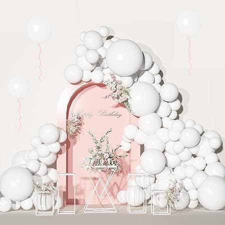 Photo 1 of White Balloon Garland Arch Kit - 121 pcs - With 5/10/12/18 different sizes of white latex Balloon Arch Kit, perfect for Birthday Party, Graduation, Baby Shower, Wedding, Decoration (white balloons)
Visit the EUOPHYM Store