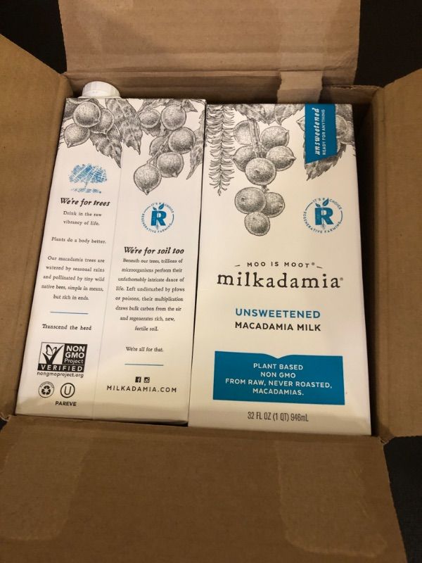 Photo 2 of milkadamia Macadamia Milk, Unsweetened - 32 Fl Oz (Pack of 6) Unsweetened 32 Fl Oz (Pack of 6)