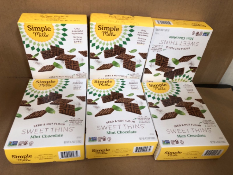 Photo 1 of 6pcs---exp date 05/2024---Simple Mills Sweet Thins Cookies, Seed and Nut Flour, Mint Chocolate - Gluten Free, Paleo Friendly, Healthy Snacks, 4.25 Ounce (Pack of 1) Mint Chocolate 4.25 Ounce  