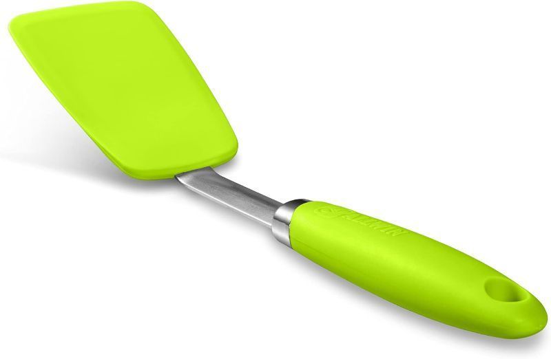 Photo 1 of 2pcs---Silicone Turner, Non-Stick Hygienic Solid Heat-Resistant Flexible Silicone Spatula, Green
