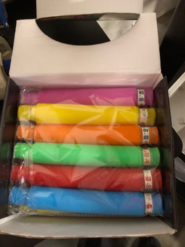 Photo 2 of 24 Pack Glow Sticks Party Favors for Kids 8-12 4-8, Glow in The Dark Party Supplies for Halloween Camping, Light Up Pop Tubes, Kids Glow Sticks Bulk Party Pack Birthday Christmas Goodie Bags Stuffers 24pcs-Tubes