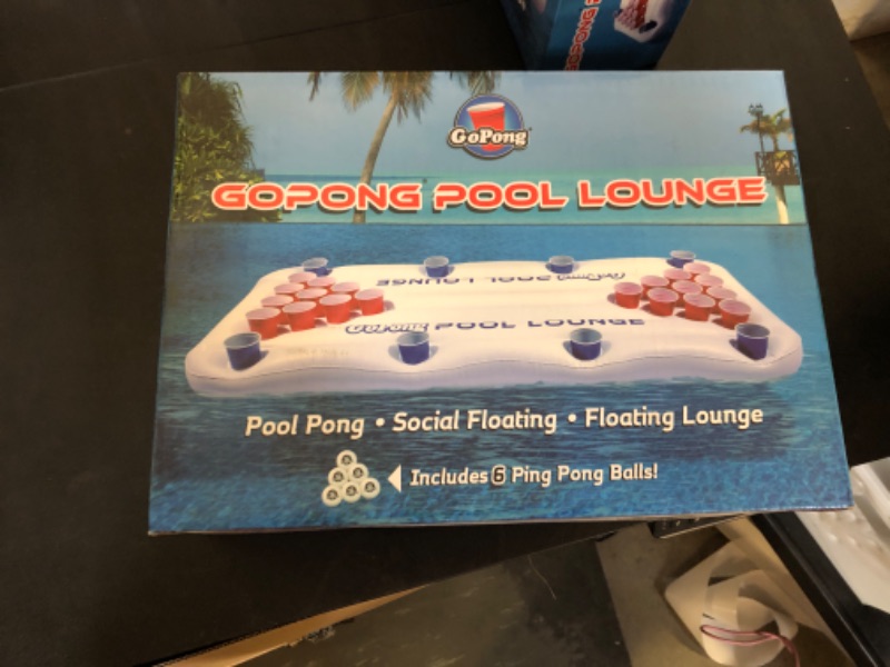 Photo 2 of GoPong Pool Lounge Beer Pong Inflatable with Social Floating, White