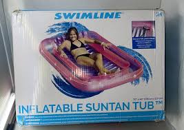 Photo 1 of Swimline 71" Swimming Pool Inflatable Suntan Tub Lounge Water Raft Float (Used)
