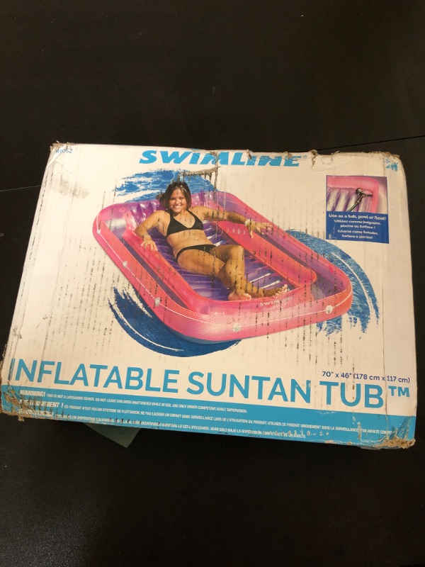 Photo 2 of Swimline 71" Swimming Pool Inflatable Suntan Tub Lounge Water Raft Float (Used)
