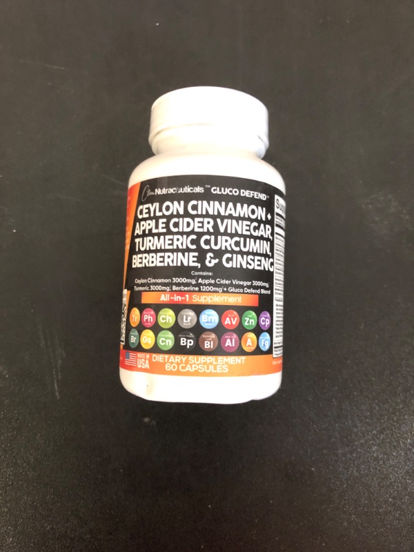 Photo 2 of Clean Nutraceuticals Ceylon Cinnamon 3000mg Turmeric 3000mg Apple Cider Vinegar 3000mg Ginseng 2000mg Berberine 1200mg Plus Bitter Melon Gymnema Milk Thistle Fenugreek