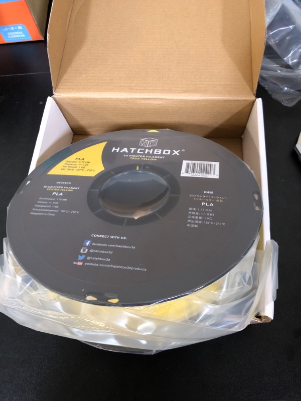 Photo 2 of Hatchbox PLA 3D Printer Filament, Dimensional Accuracy +/- 0.03 mm, 1 kg Spool, 1.75 mm, Yellow