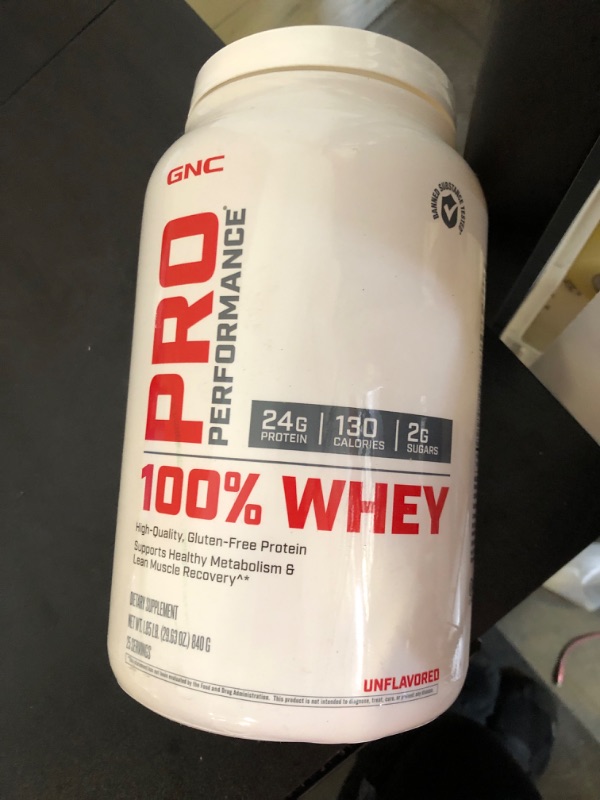 Photo 2 of GNC Pro Performance 100% Whey Protein Powder - Unflavored, 25 Servings, Supports Healthy Metabolism and Lean Muscle Recovery Unflavored 25 Servings (Pack of 1)