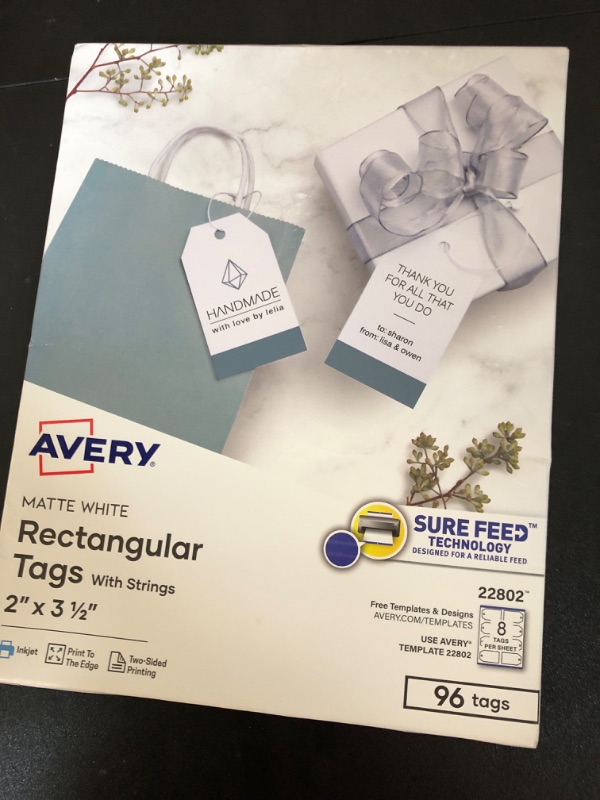 Photo 2 of Avery Printable Tags with Strings, 2" x 3-1/2", 96 Tags (22802)