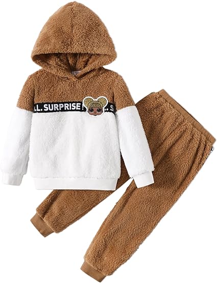 Photo 1 of L.O.L. Surprise! Girls Clothes Fleece Color Block Hoodie Sweatshirt and Pant Long Sleeve Winter Warm Outfits Sets 2Pcs   3 Y 