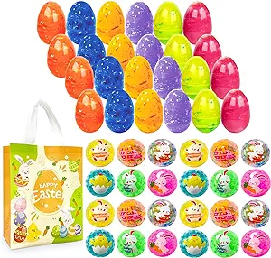 Photo 1 of 24Pcs Easter Marble Eggs with Fidget Stress Balls, 1pc Non Woven Bags for Easter Theme Party Favors, Supplies for Easter Egg Hunt, Basket Stuffers/Fillers, Classroom Prize Supplies Toddler Boys Girls