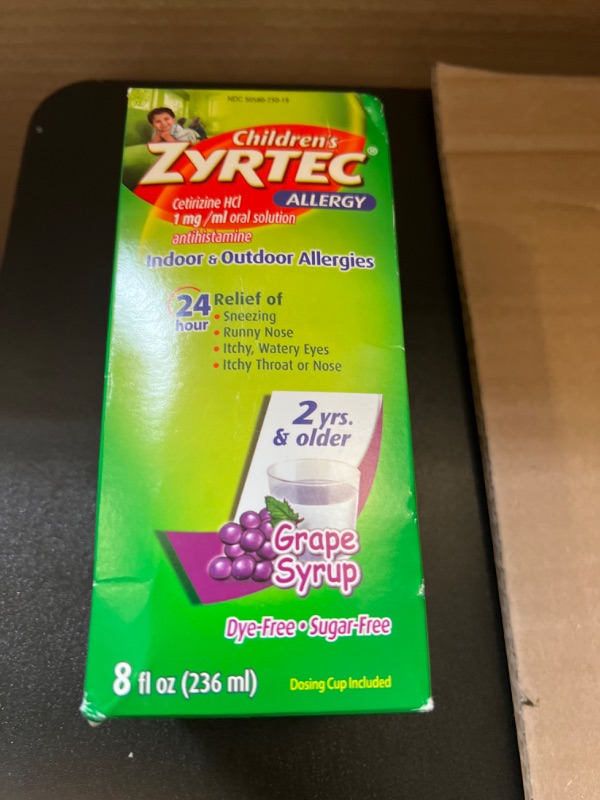 Photo 2 of 24 Hour Allergy Relief Syrup, Grape   BB 06-2024