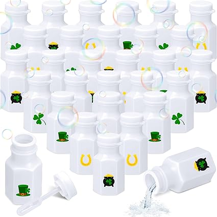 Photo 1 of 200 Pcs St. Patrick's Day Bubble Bottles Bulk Mini Bubble Blower Party Favors Toys Bubble Makers for Boys Girls Adults Wedding Celebration Outdoor Indoor Activity Use