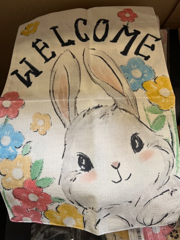 Photo 2 of 
AVOIN colorlife Easter Garden Flag 12x18 Inch Double Sided Outside, Flowers Bunny Welcome Yard Outdoor Decoration