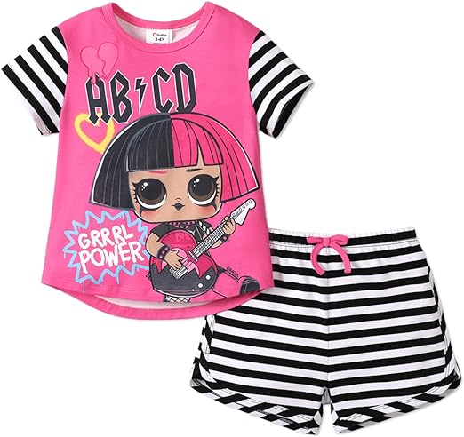 Photo 1 of 2 Y   L.O.L. Surprise! Toddler Girls Clothes Outfits Girls Tops Tee Tshirts Shorts Set 2PCs