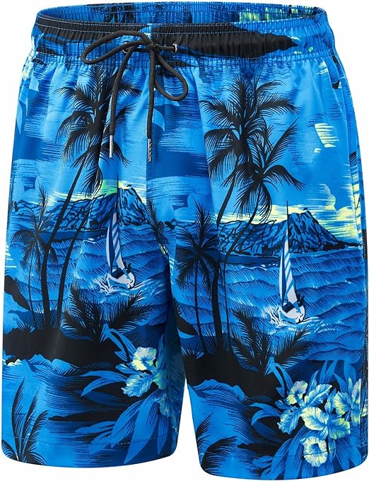 Photo 1 of   XXL EUOW Men's Swim Trunks Quick Dry Beach Bathing Suit Board Shorts Hawaiian Swimsuit with Mesh Lining and Pockets