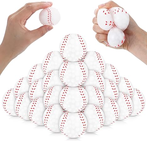 Photo 1 of 24 Pcs Mini Baseball Squeeze Balls Set Bulk Sport Squeeze Balls for Party Favors, Easter Birthday Supplies, Christmas Goodie Bag Stuffers(Baseball)