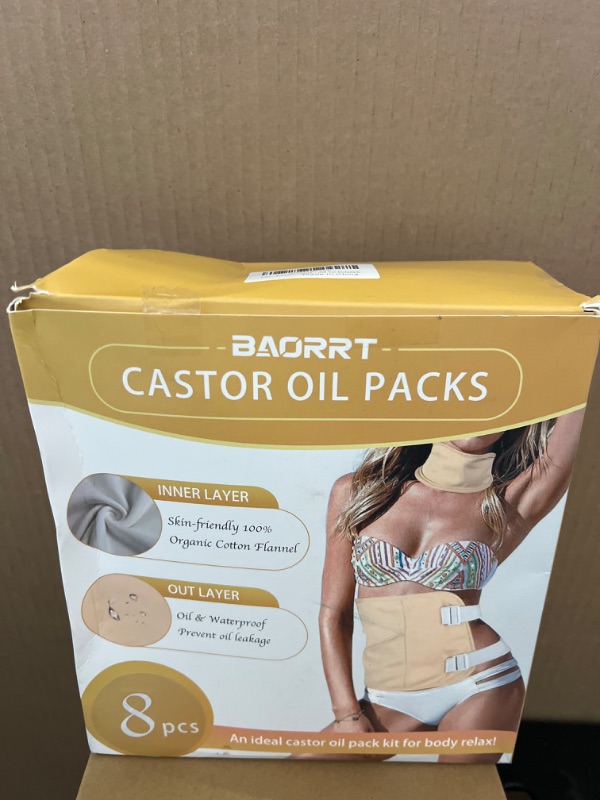 Photo 2 of Castor Oil Pack Wrap, 8pcs Organic Cotton Flannel Castor Oil Pack Kit for Liver Detox and Inflammation with Heating Pad, Reusable Castor Oil Packs for Waist Neck and Leg (Oil Not Included)