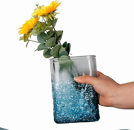 Photo 1 of .1 in Tall Modern Glass Book Vase Blue Crystal Glass Flower Vases for Table Centerpiece Hydroponic Glass Vases for Home Office Indoor Wedding Housewarming Decor
Visit the Wisifayardin Store