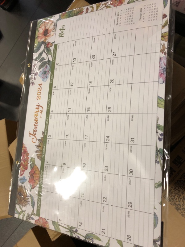 Photo 2 of Desk Calendar 2024-2024 Desk Calendar, Jan. 2024 - Dec. 2024, 16.8" x 12", 12-Month Desk/Wall Calendar 2-in-1, Desk Calendar with Thick Paper, Corner Protectors, Large Ruled Blocks - Art Floral